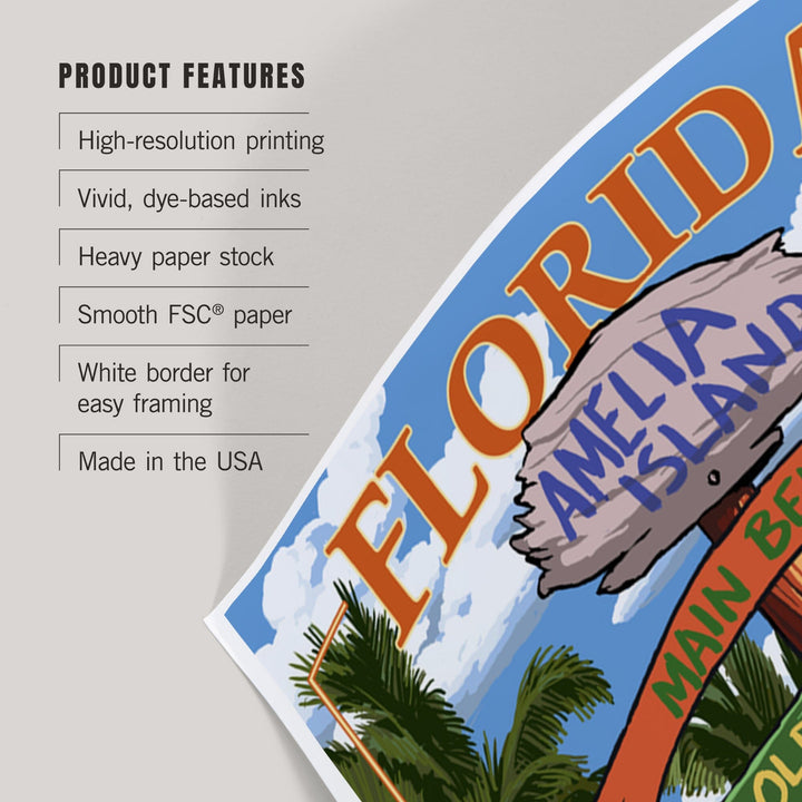 Amelia Island, Florida, Destinations Signpost, Art & Giclee Prints Art Lantern Press 