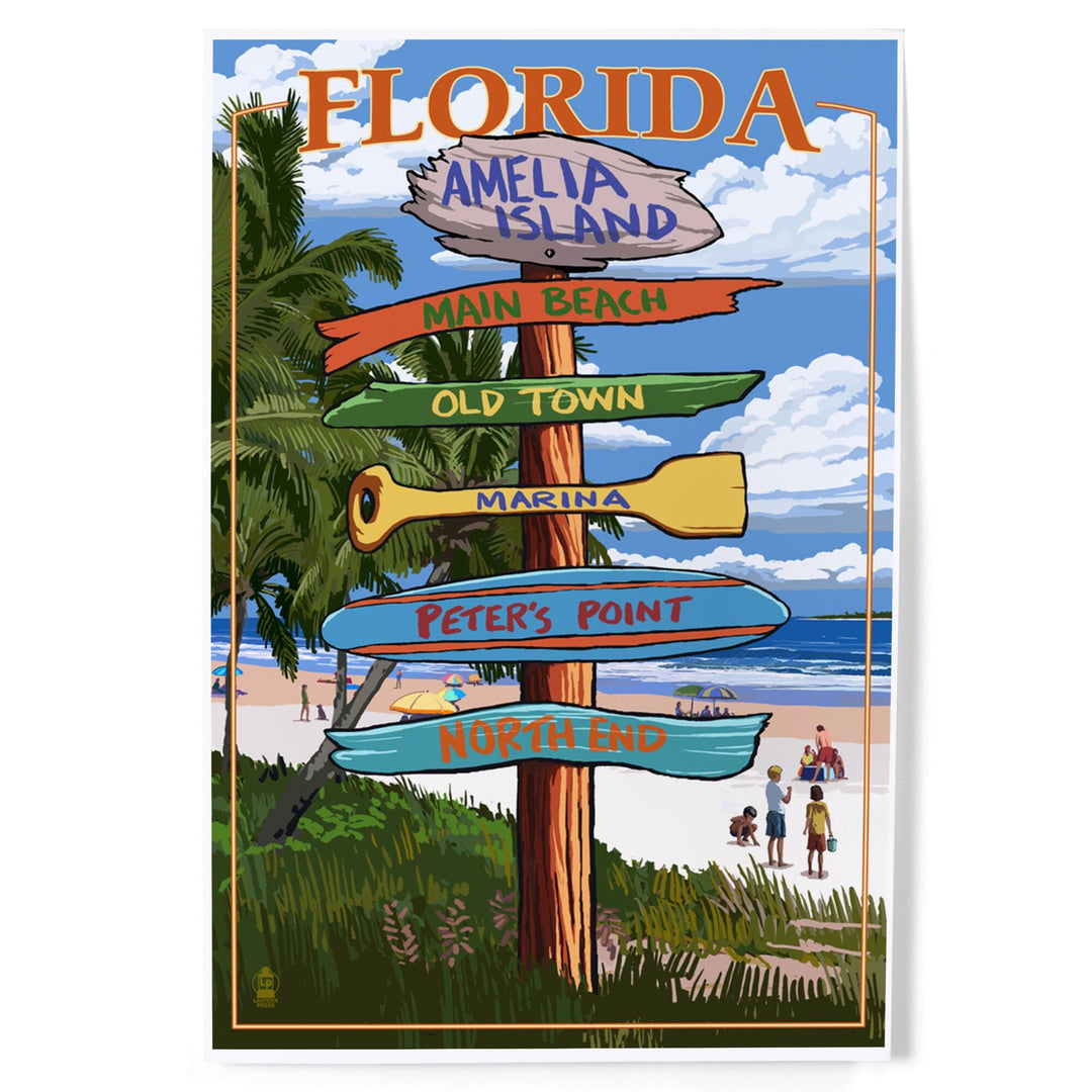 Amelia Island, Florida, Destinations Signpost, Art & Giclee Prints Art Lantern Press 