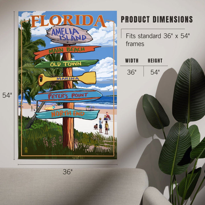 Amelia Island, Florida, Destinations Signpost, Art & Giclee Prints Art Lantern Press 