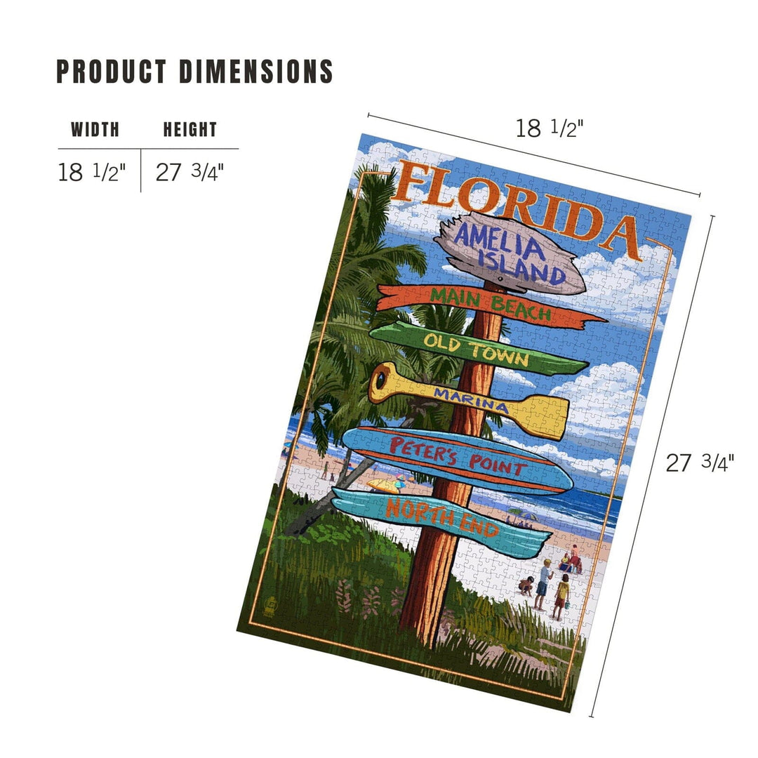 Amelia Island, Florida, Destinations Signpost, Jigsaw Puzzle Puzzle Lantern Press 