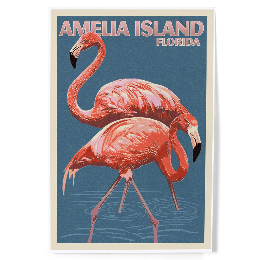 Amelia Island, Florida, Flamingo, Letterpress, Art & Giclee Prints Art Lantern Press 