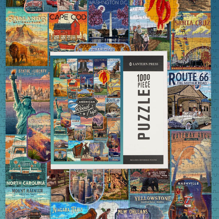 American Road Trip, Collage, Jigsaw Puzzle Puzzle Lantern Press 