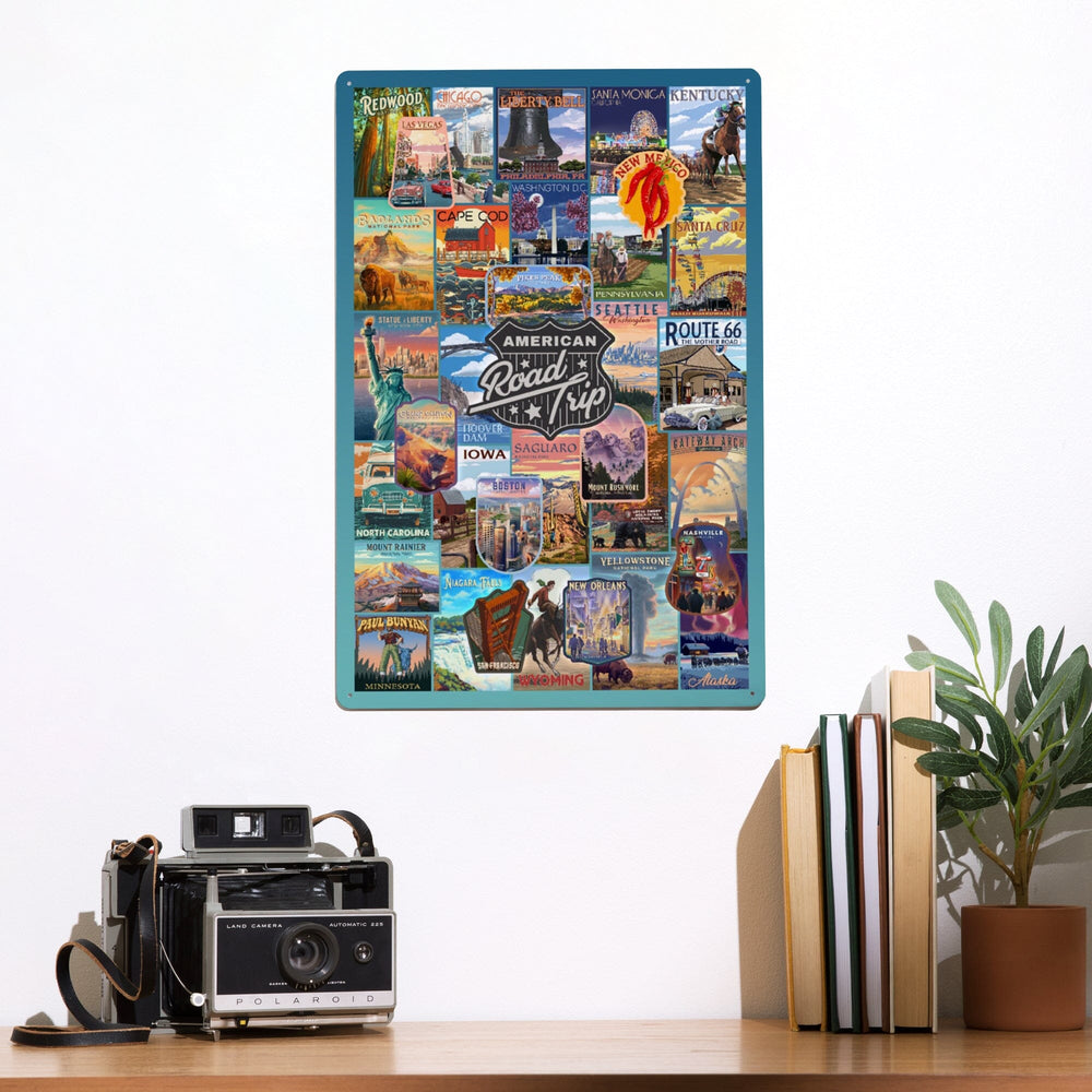 American Road Trip, Collage, Metal Signs Metal Lantern Press 