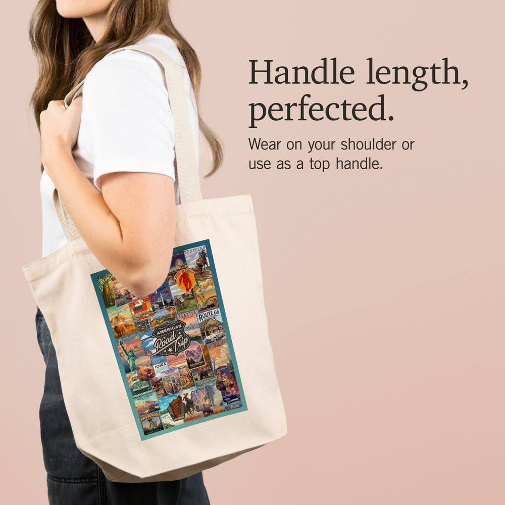 American Road Trip, Collage, Tote Bag Totes Lantern Press 