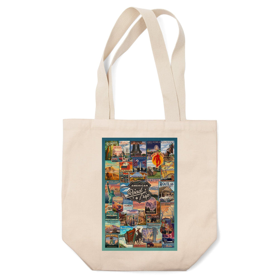 American Road Trip, Collage, Tote Bag Totes Lantern Press 