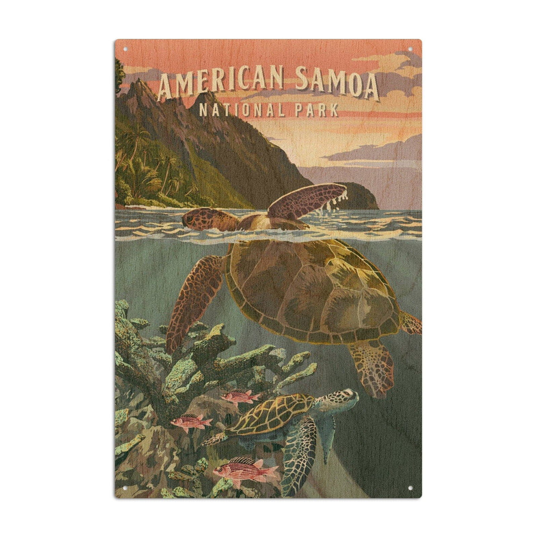 American Samoa National Park, American Samoa, Painterly National Park Series, Wood Signs and Postcards Wood Lantern Press 10 x 15 Wood Sign 