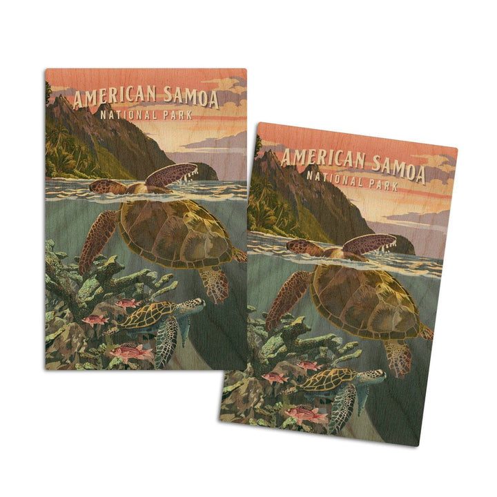 American Samoa National Park, American Samoa, Painterly National Park Series, Wood Signs and Postcards Wood Lantern Press 4x6 Wood Postcard Set 