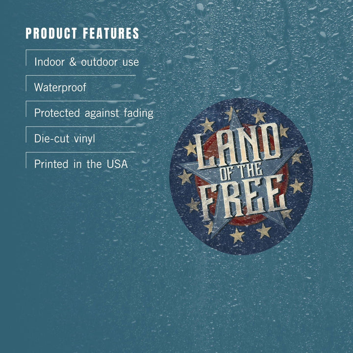 Americana, Land of the Free Star, Contour, Vinyl Sticker Sticker Lantern Press 