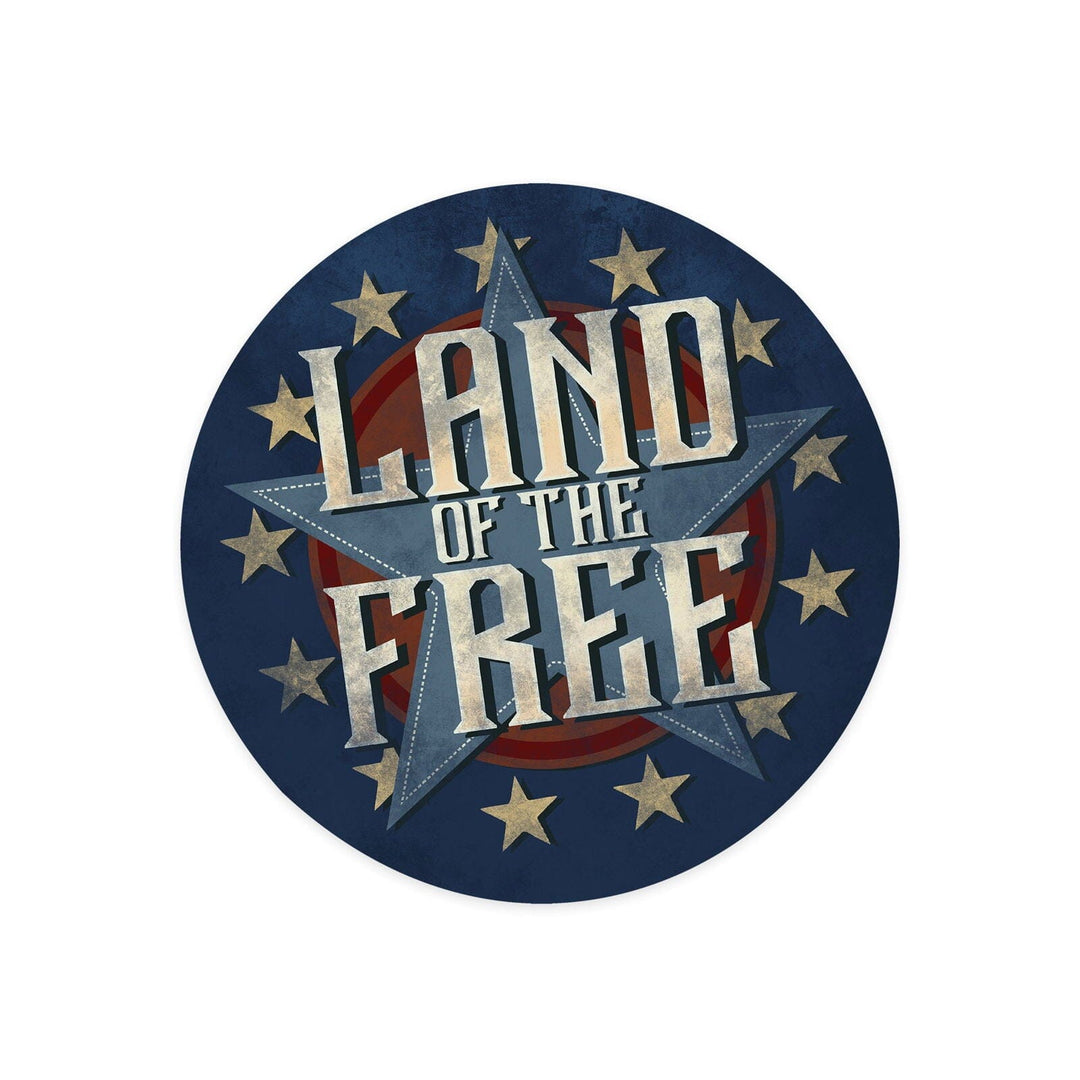 Americana, Land of the Free Star, Contour, Vinyl Sticker Sticker Lantern Press 