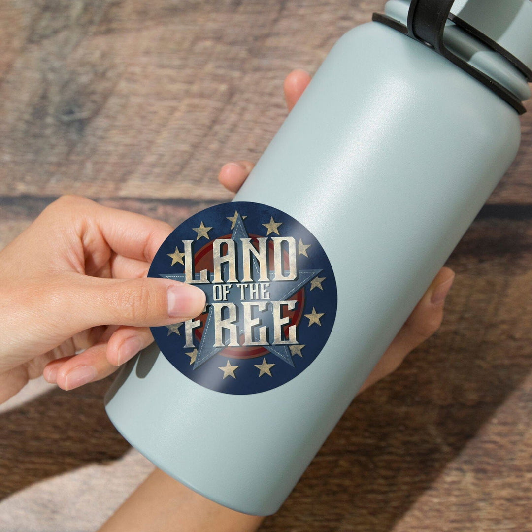 Americana, Land of the Free Star, Contour, Vinyl Sticker Sticker Lantern Press 