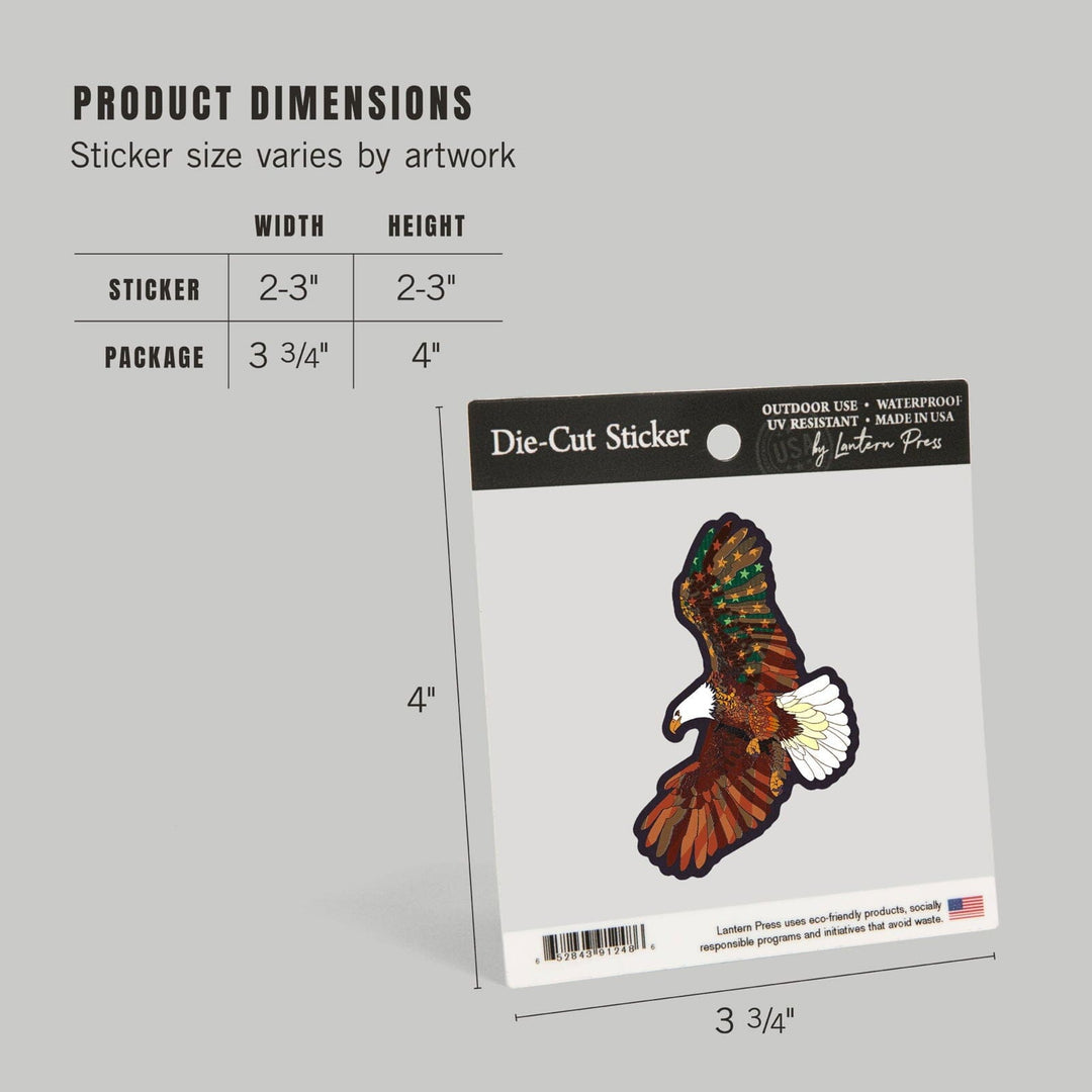 Americana, Soaring Eagle, Contour, Vinyl Sticker Sticker Lantern Press 