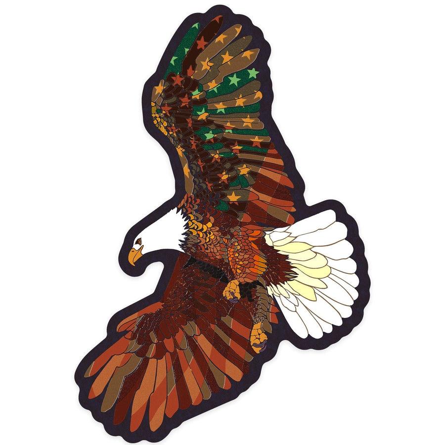 Americana, Soaring Eagle, Contour, Vinyl Sticker Sticker Lantern Press 