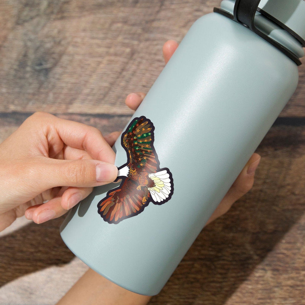 Americana, Soaring Eagle, Contour, Vinyl Sticker Sticker Lantern Press 