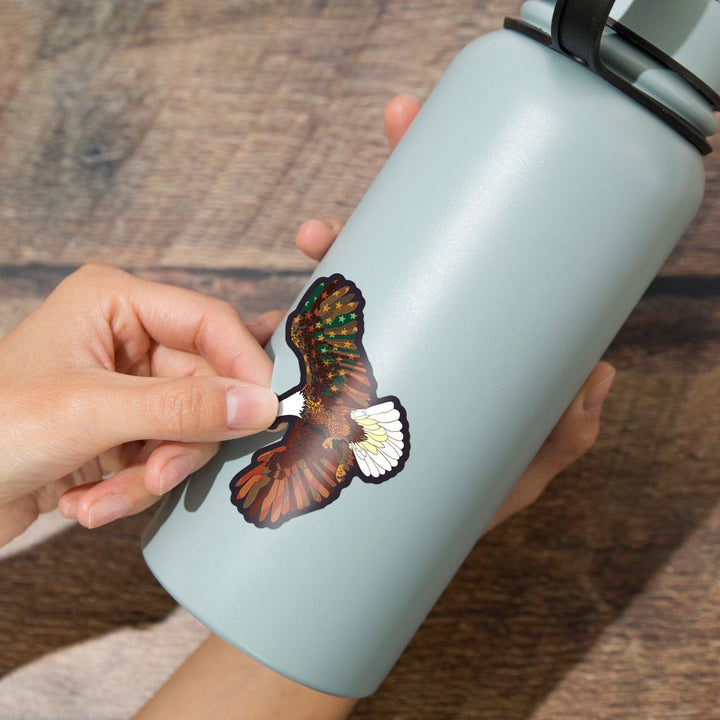 Americana, Soaring Eagle, Contour, Vinyl Sticker Sticker Lantern Press 