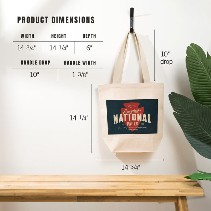 America's National Parks, Distressed Typography, Red Arrowhead, Tote Bag Totes Lantern Press 
