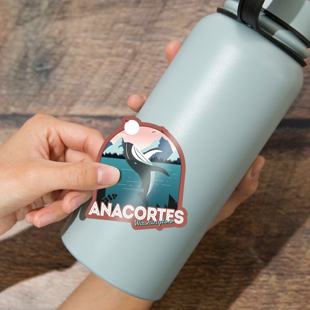Anacortes, Washington, Humpback, Contour, Vinyl Sticker Sticker Lantern Press 