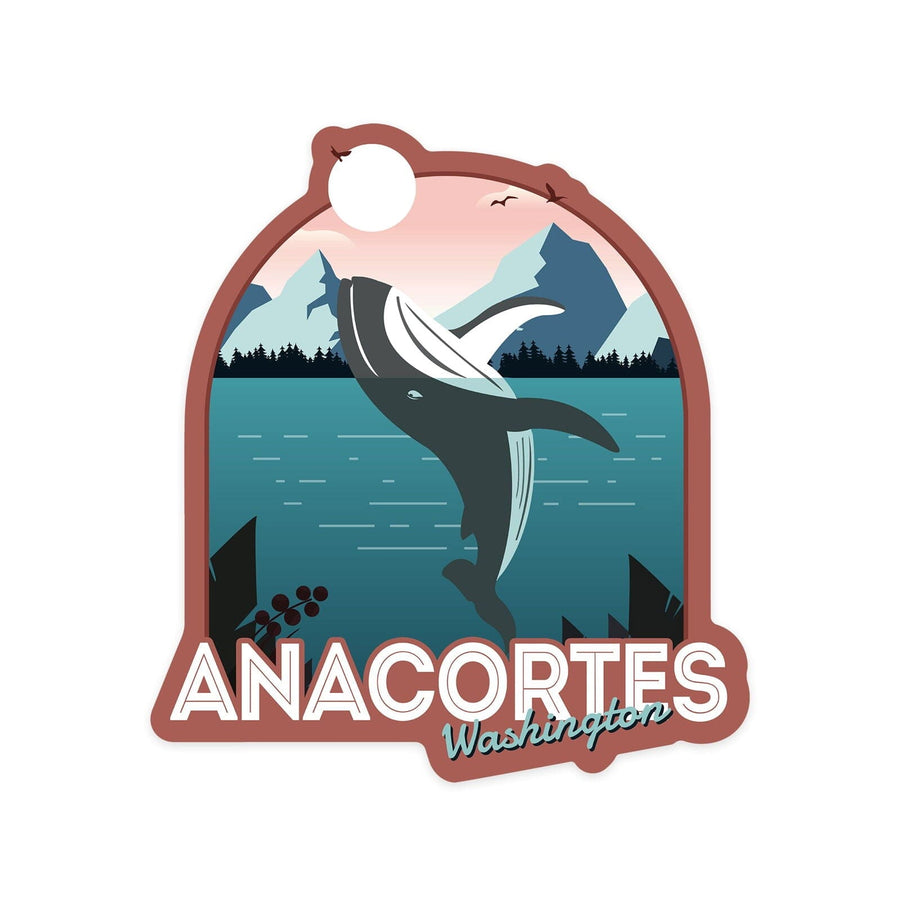 Anacortes, Washington, Humpback, Contour, Vinyl Sticker Sticker Lantern Press 
