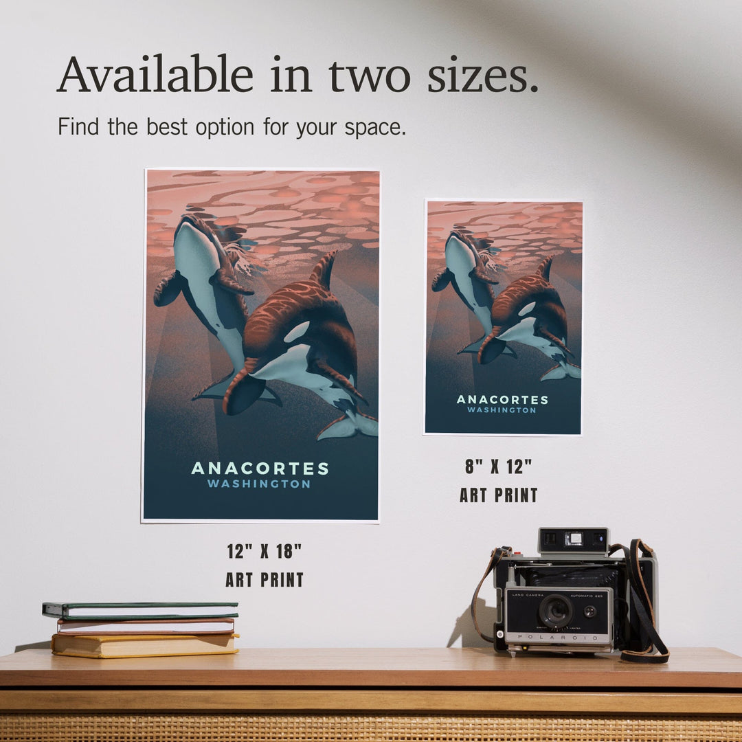 Anacortes, Washington, Orca, Lithograph, Art & Giclee Prints Art Lantern Press 