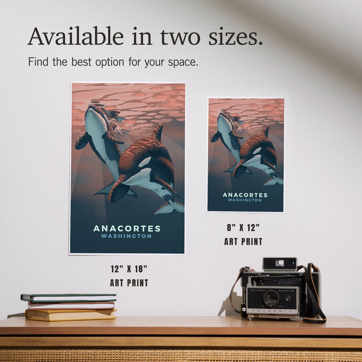 Anacortes, Washington, Orca, Lithograph, Art & Giclee Prints Art Lantern Press 