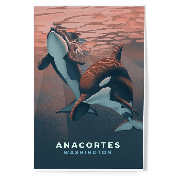 Anacortes, Washington, Orca, Lithograph, Art & Giclee Prints Art Lantern Press 