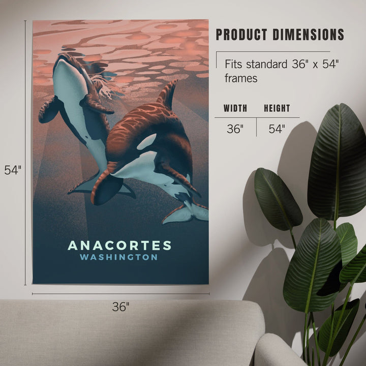 Anacortes, Washington, Orca, Lithograph, Art & Giclee Prints Art Lantern Press 
