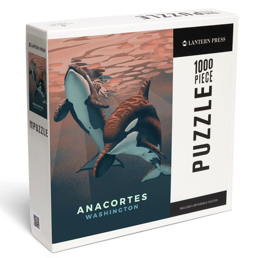 Anacortes, Washington, Orca, Lithograph, Jigsaw Puzzle Puzzle Lantern Press 