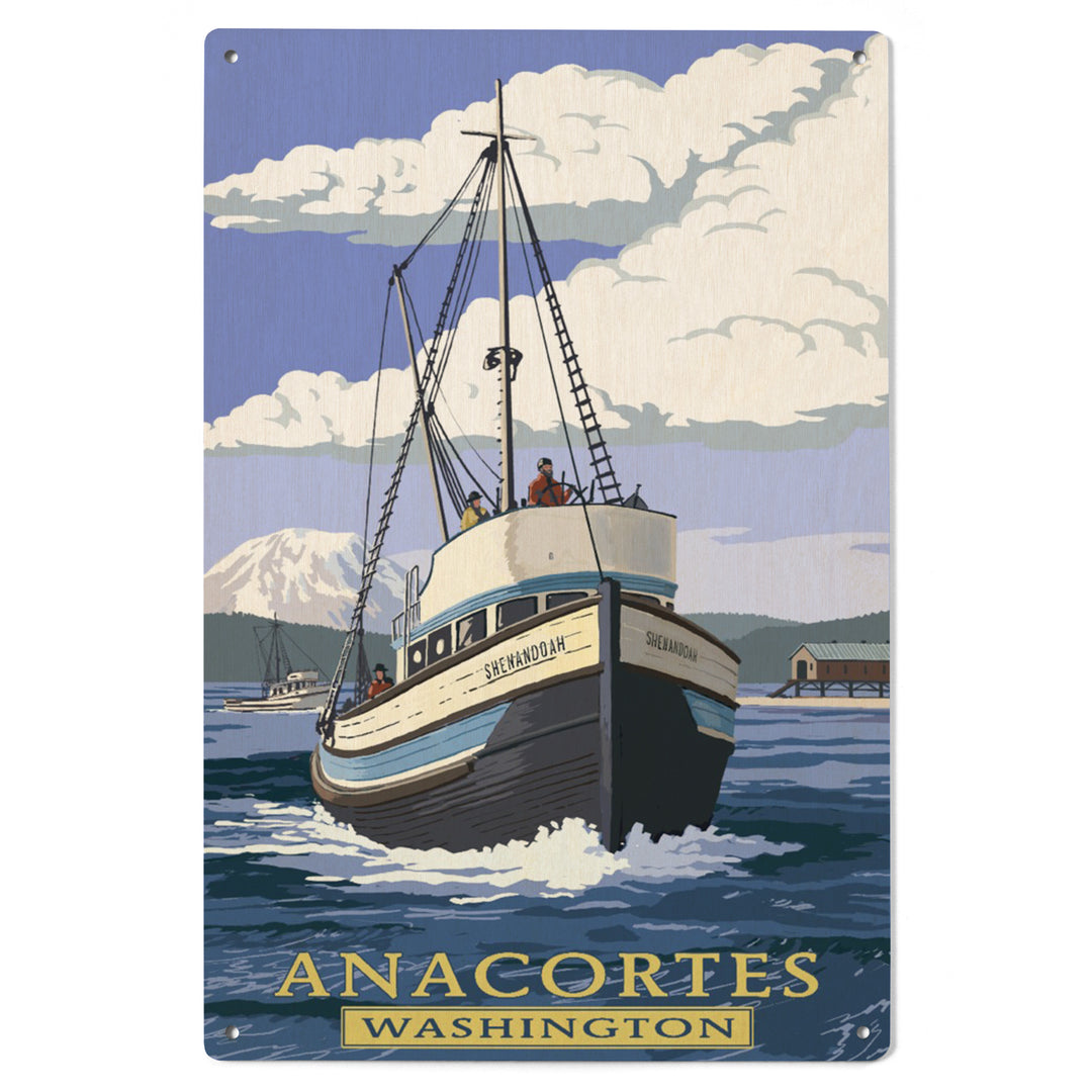 Anacortes, Washington, Painterly, Shenandoah, Wood Signs and Postcards Wood Lantern Press 