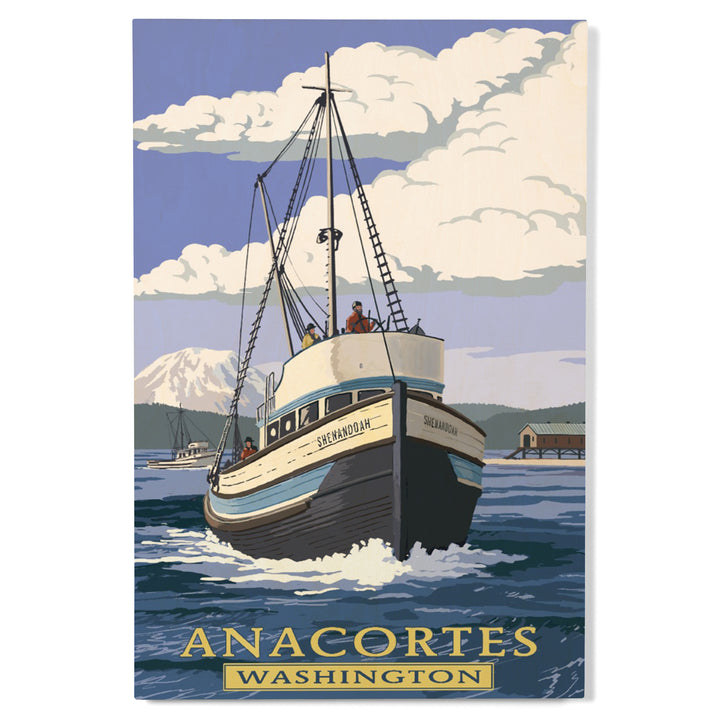 Anacortes, Washington, Painterly, Shenandoah, Wood Signs and Postcards Wood Lantern Press 