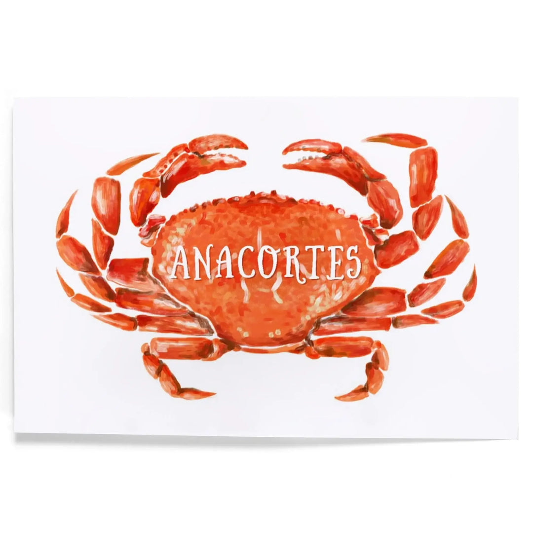 Anacortes, Washington, Watercolor, Dungeness Crab, Art & Giclee Prints Art Lantern Press 12 x 18 Art Print 