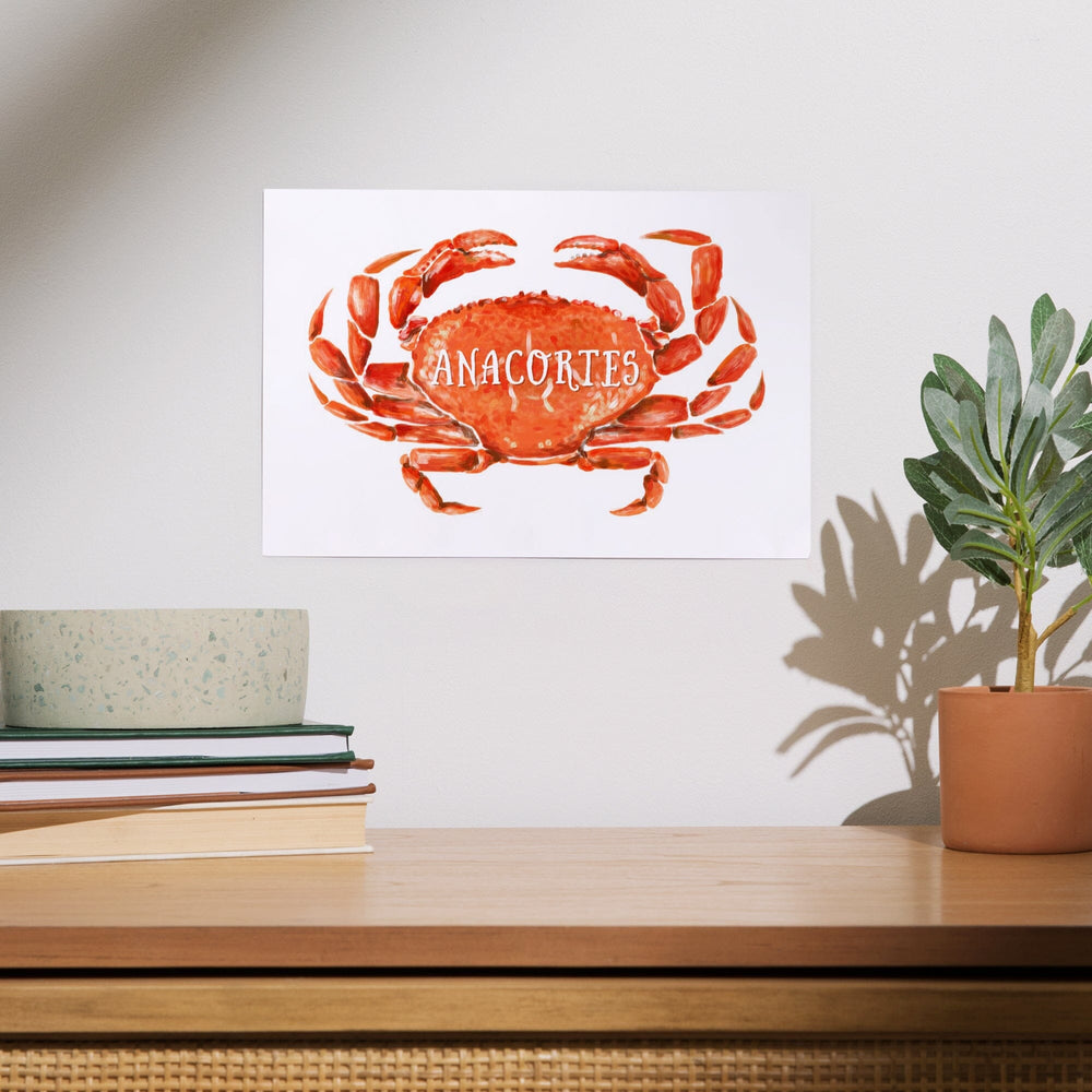 Anacortes, Washington, Watercolor, Dungeness Crab, Art & Giclee Prints Art Lantern Press 