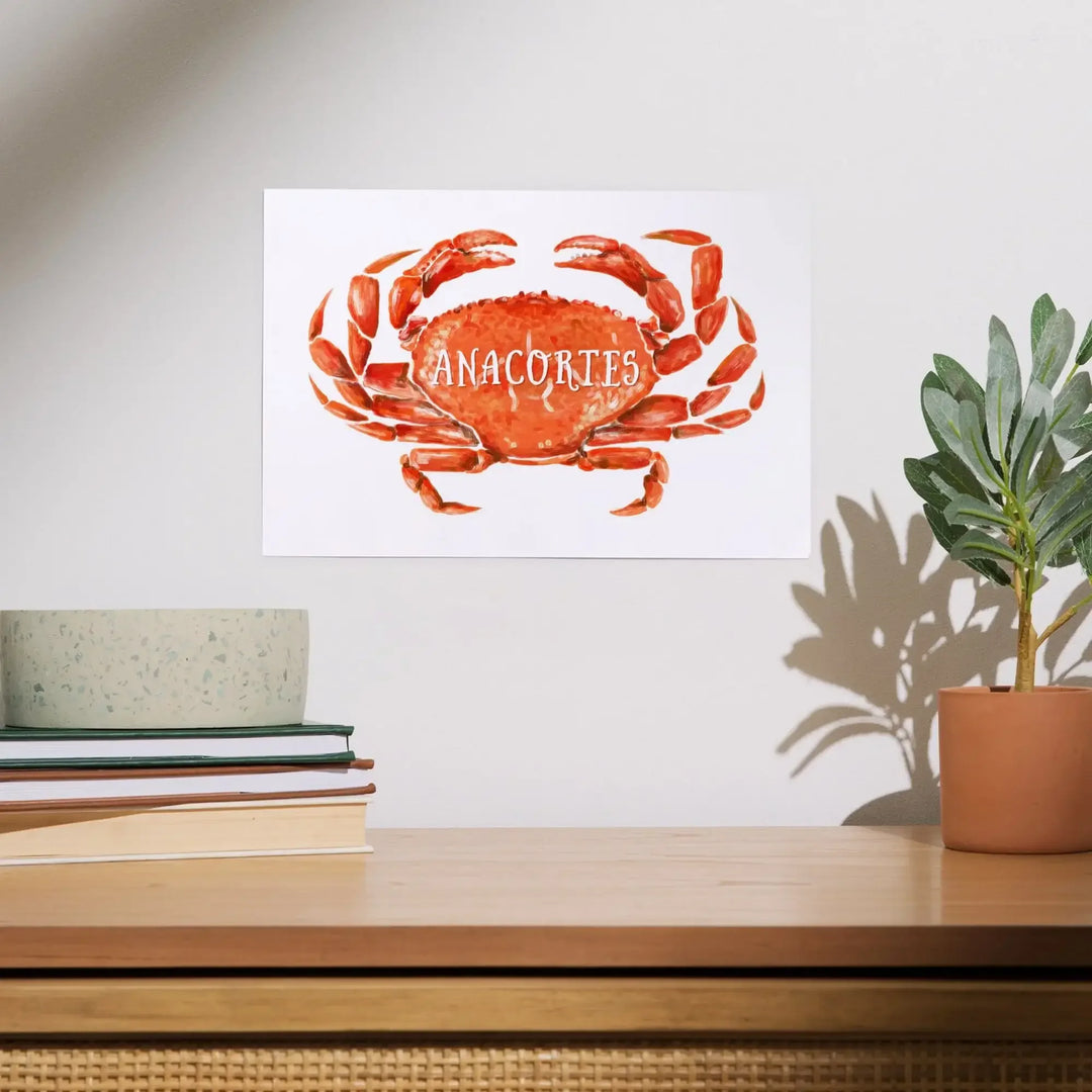 Anacortes, Washington, Watercolor, Dungeness Crab, Art & Giclee Prints Art Lantern Press 