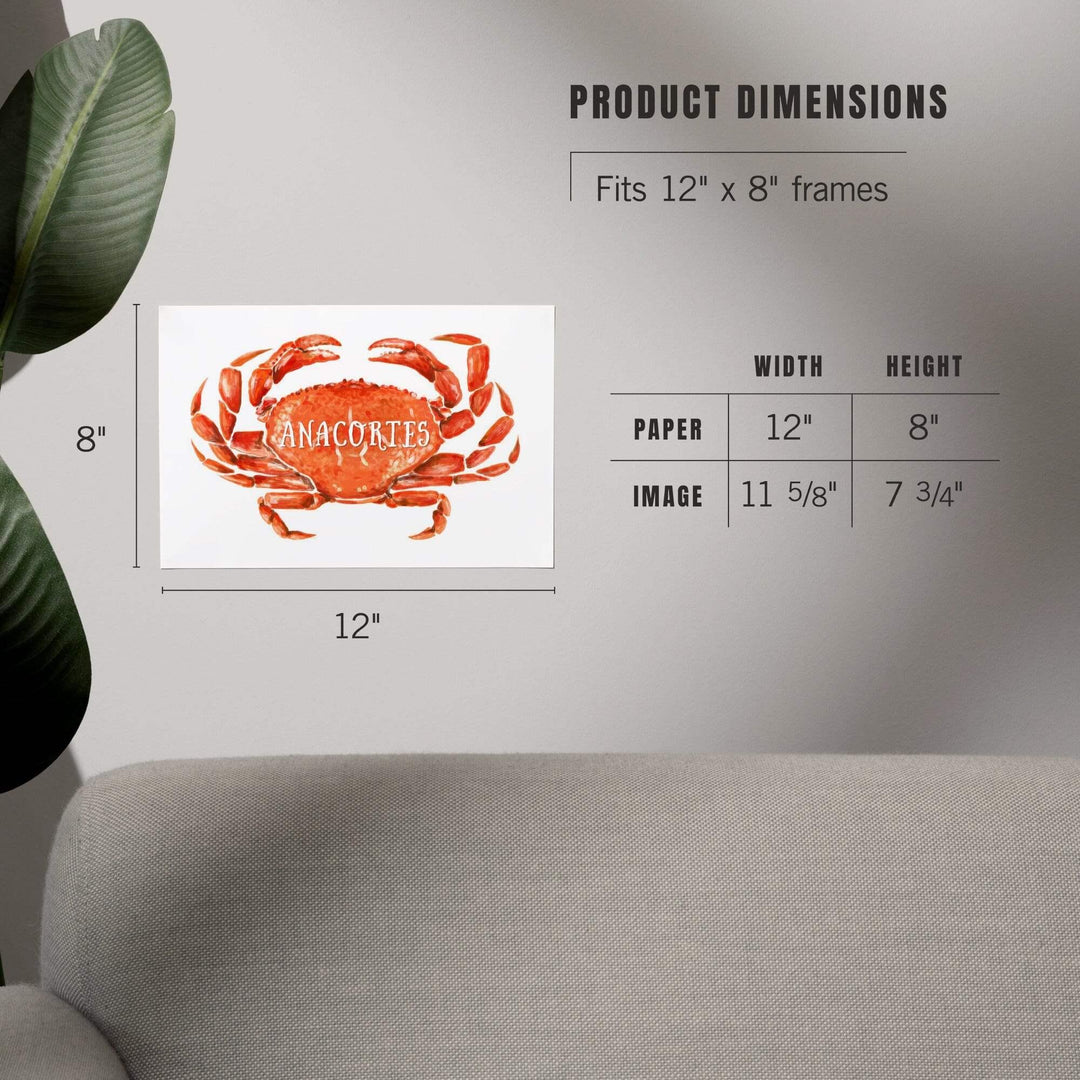 Anacortes, Washington, Watercolor, Dungeness Crab, Art & Giclee Prints Art Lantern Press 