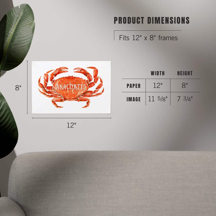 Anacortes, Washington, Watercolor, Dungeness Crab, Art & Giclee Prints Art Lantern Press 