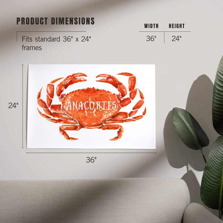 Anacortes, Washington, Watercolor, Dungeness Crab, Art & Giclee Prints Art Lantern Press 