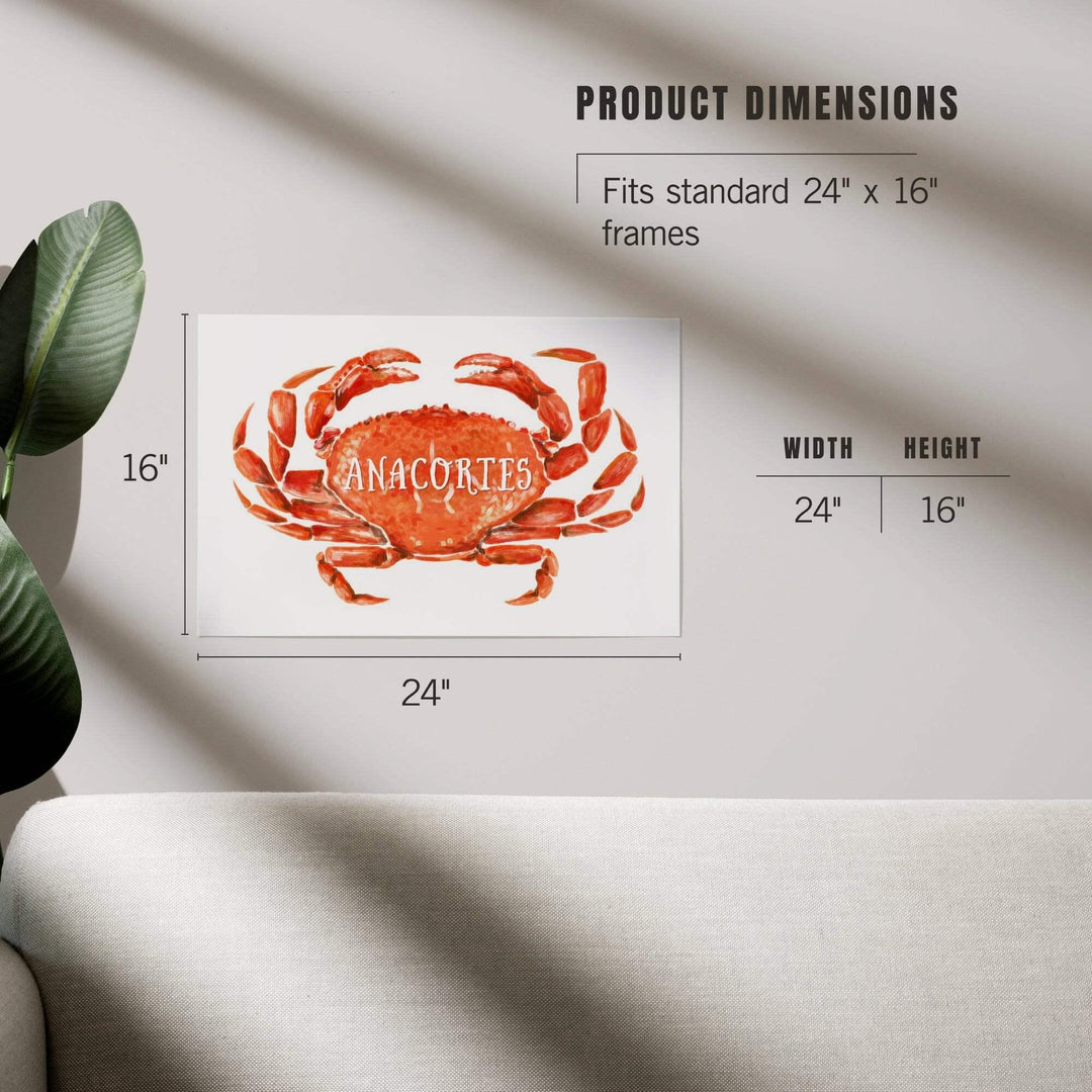 Anacortes, Washington, Watercolor, Dungeness Crab, Art & Giclee Prints Art Lantern Press 