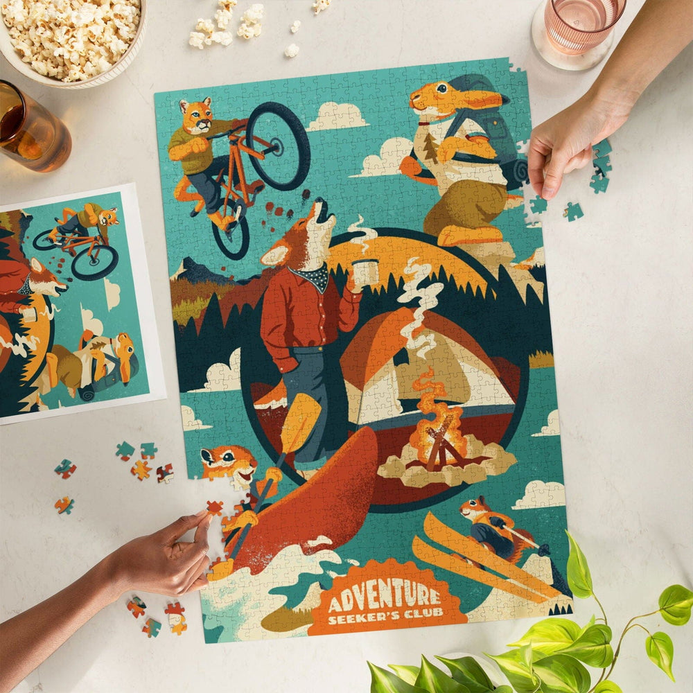 Animal Activities, Collage, Adventure Seekers Club, Jigsaw Puzzle Puzzle Lantern Press 