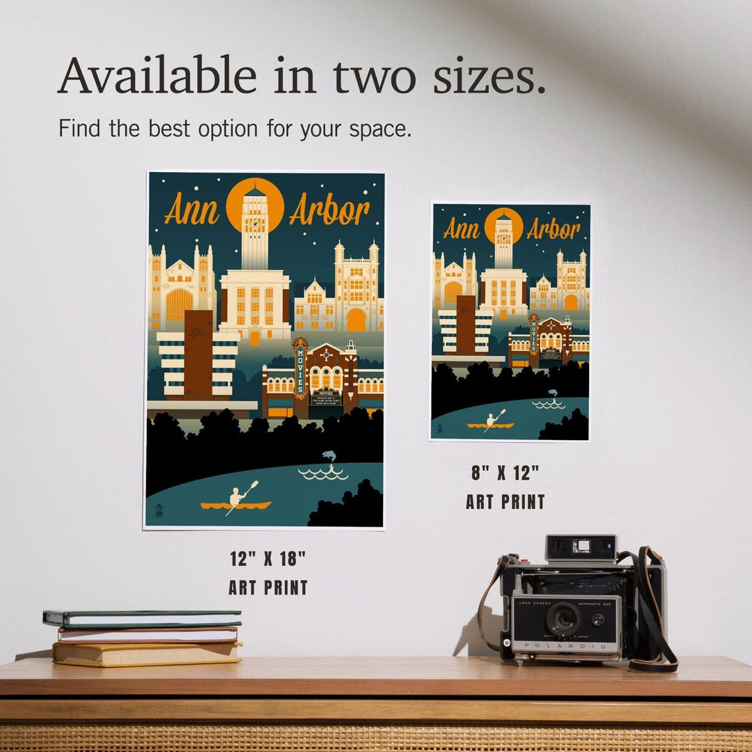 Ann Arbor, Michigan, Retro Skyline, Art & Giclee Prints Art Lantern Press 