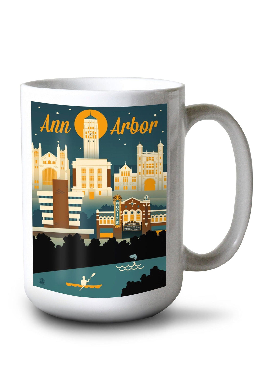 Ann Arbor, Michigan, Retro Skyline, Lantern Press Artwork, Ceramic Mug Mugs Lantern Press 