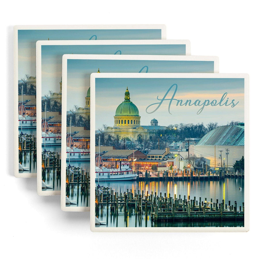 Annapolis, Maryland, Marina, Lantern Press Photography, Coaster Set Coasters Lantern Press 