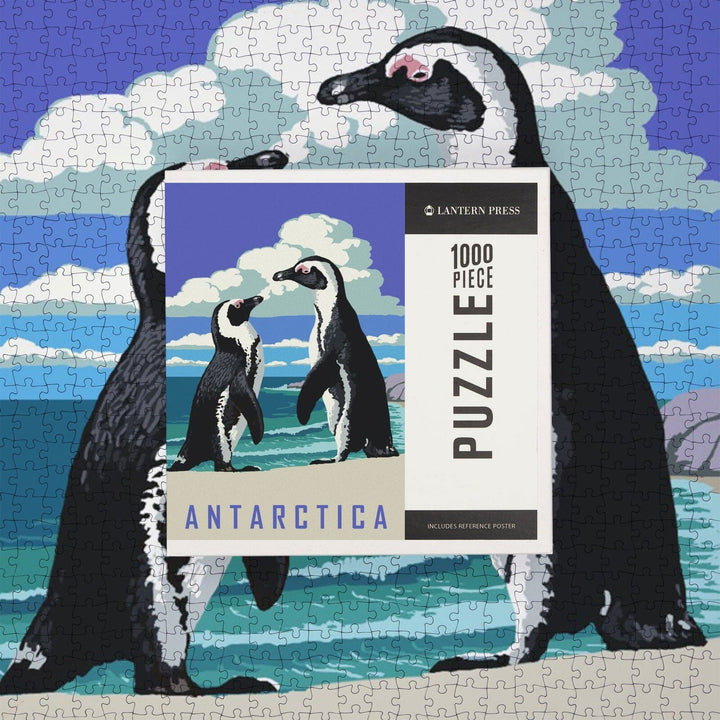 Antarctica, Two Black-Footed Penguins, Jigsaw Puzzle Puzzle Lantern Press 