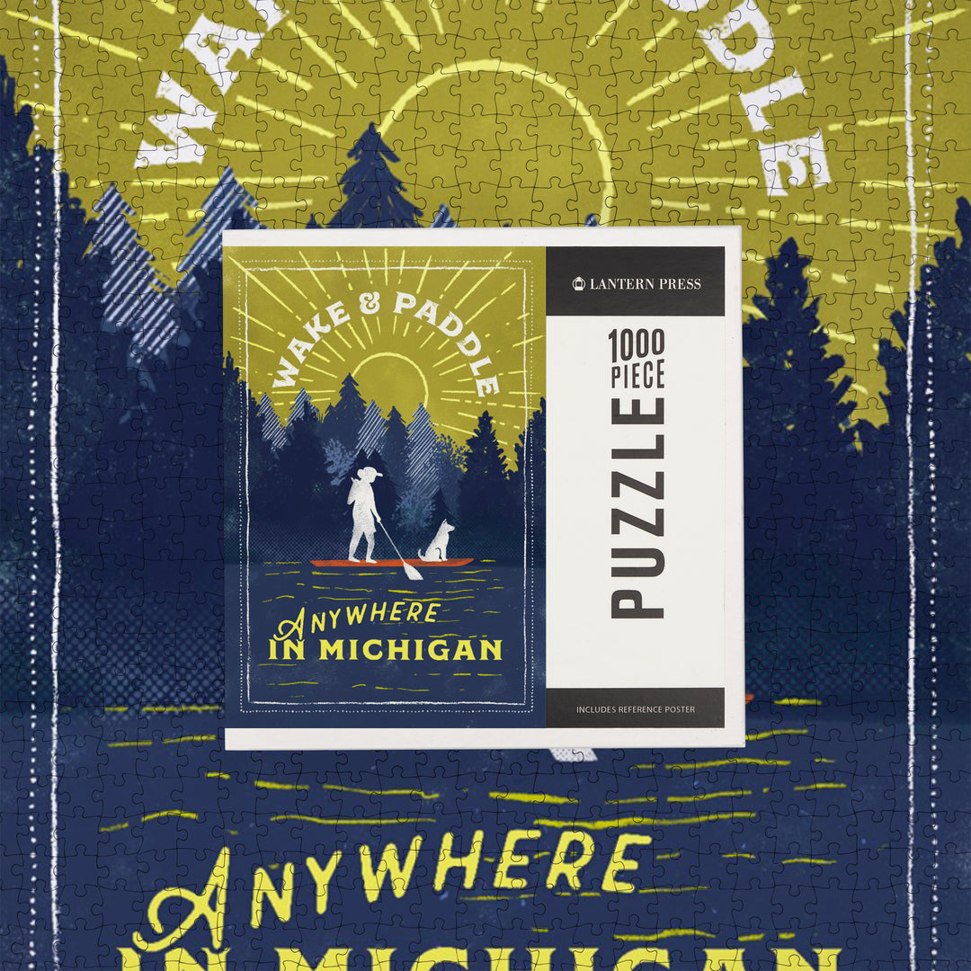 Anywhere In Michigan, Lake Life Series, Wake and Paddle, Landscape With Trees, Jigsaw Puzzle Puzzle Lantern Press 