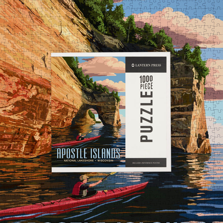 Apostle Islands, Wisconsin, Kayaker, Jigsaw Puzzle Puzzle Lantern Press 