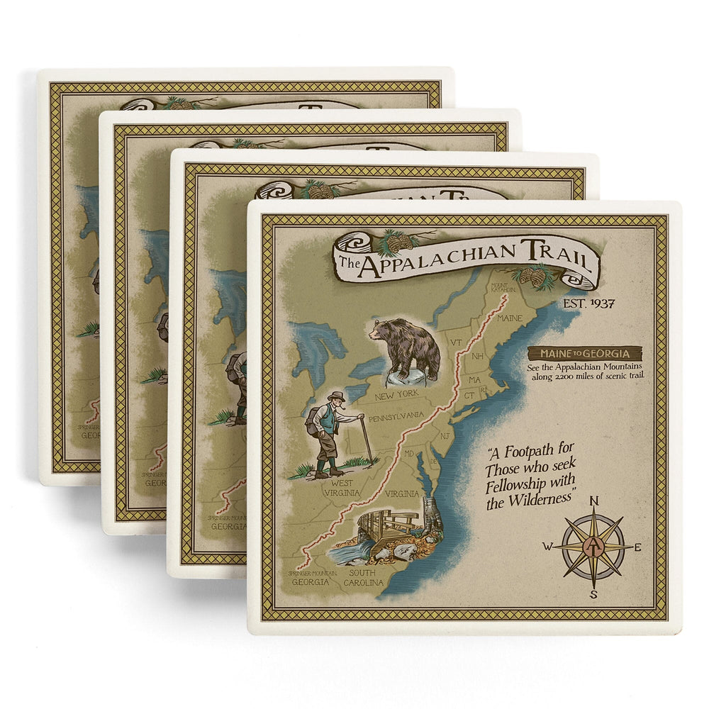 Appalachian Trail Map, Coasters Coasters Lantern Press 