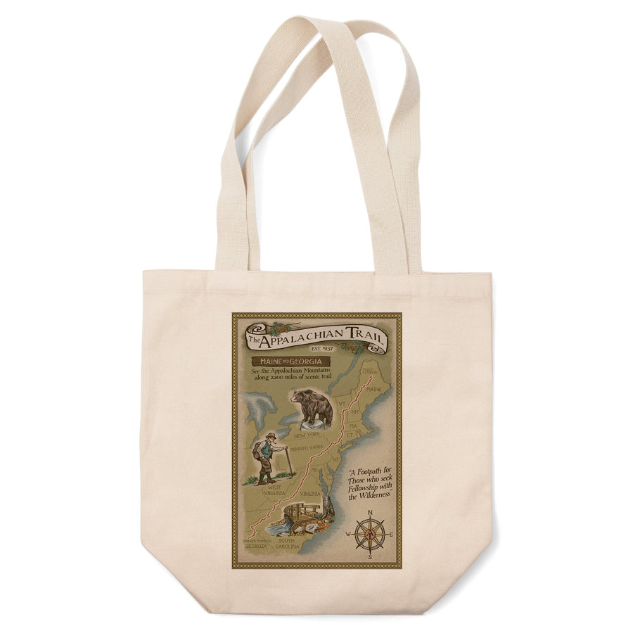Appalachian Trail Map, Tote Bag Totes Lantern Press 