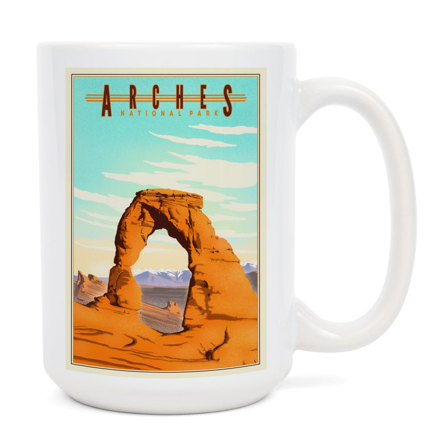 Arches National Park, Lithograph, Lantern Press Artwork, Ceramic Mug Mugs Lantern Press 