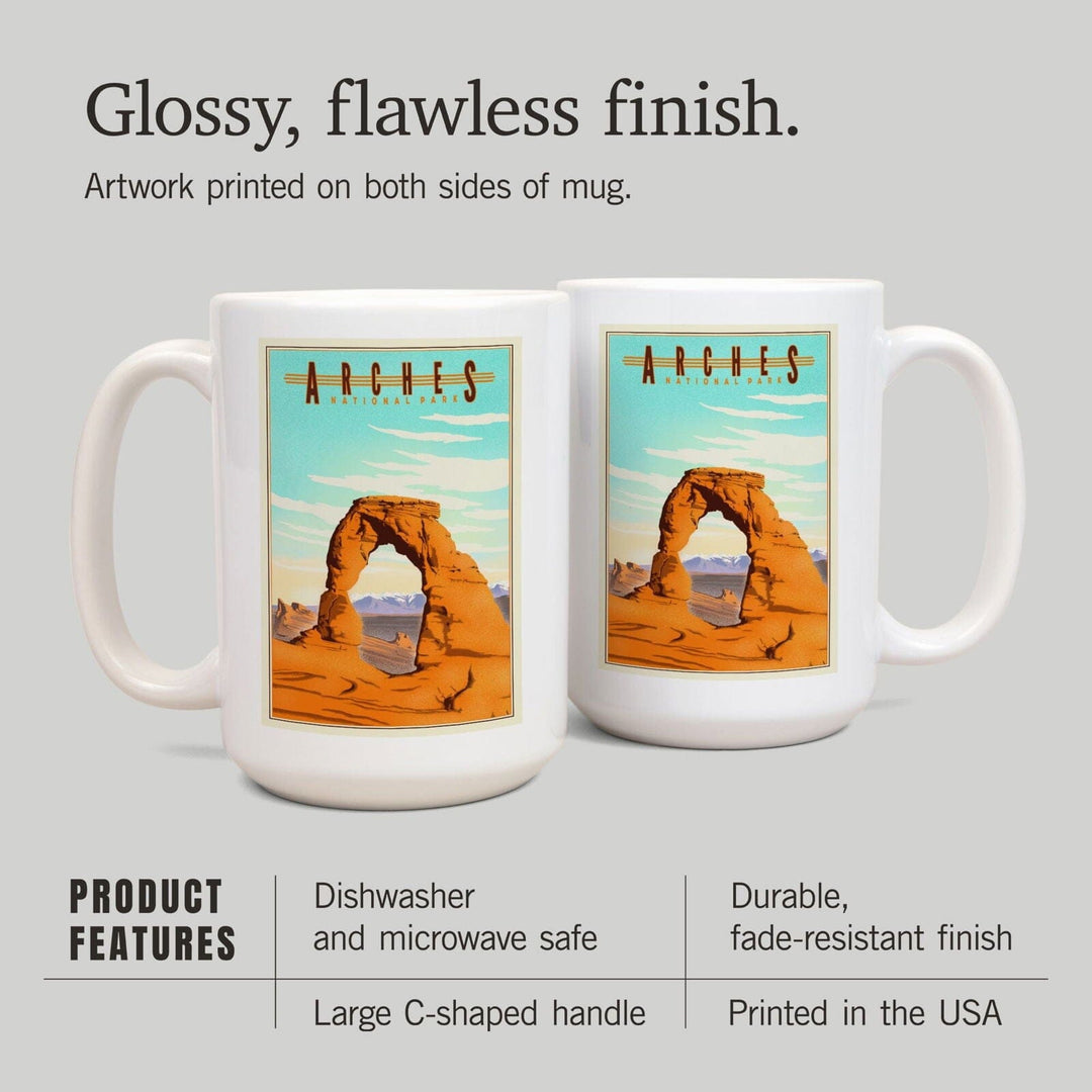 Arches National Park, Lithograph, Lantern Press Artwork, Ceramic Mug Mugs Lantern Press 
