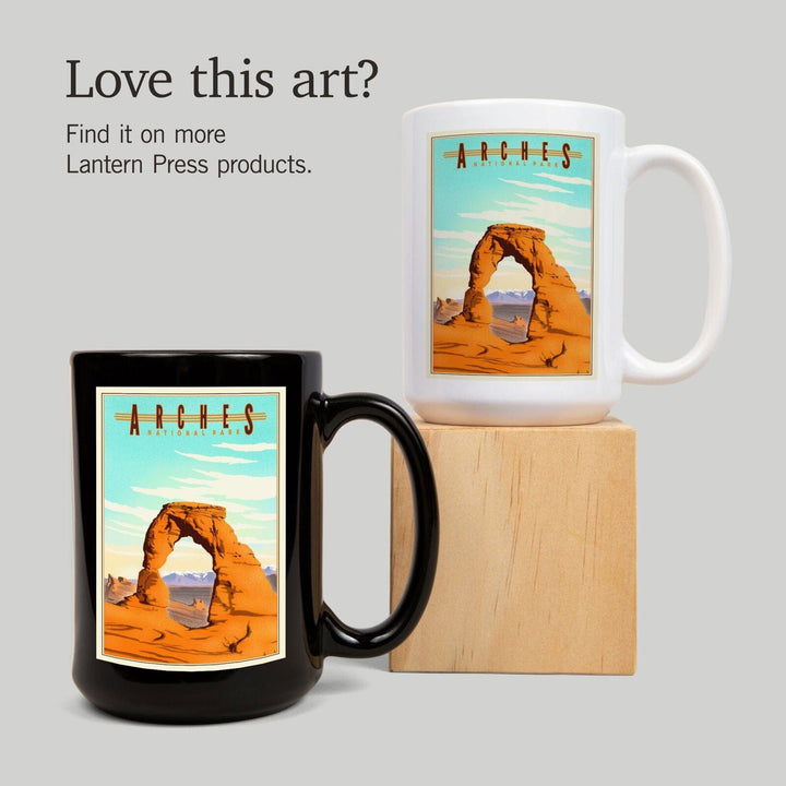 Arches National Park, Lithograph, Lantern Press Artwork, Ceramic Mug Mugs Lantern Press 