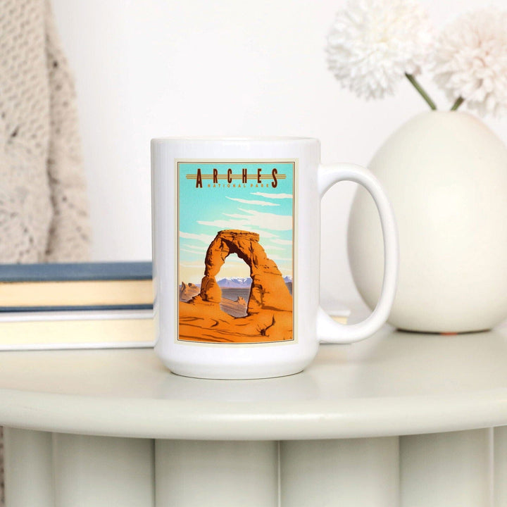 Arches National Park, Lithograph, Lantern Press Artwork, Ceramic Mug Mugs Lantern Press 