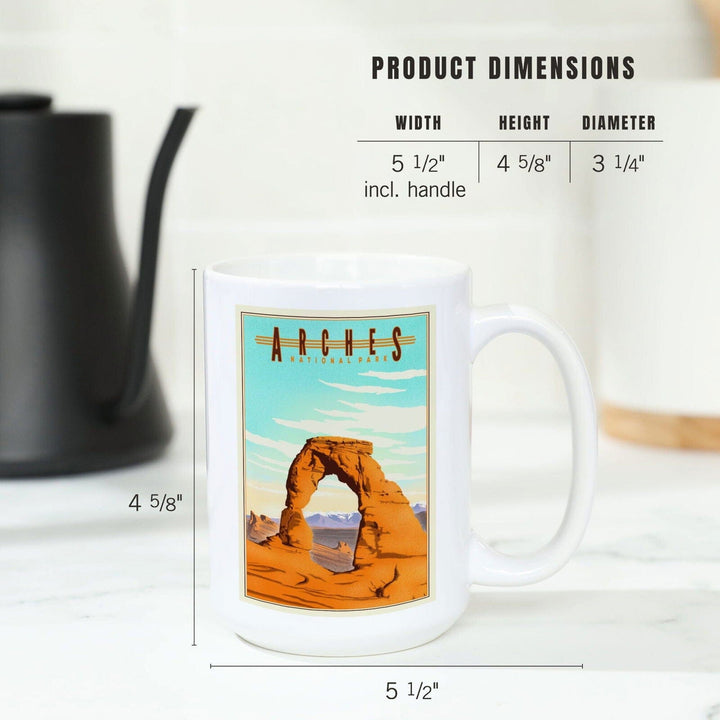 Arches National Park, Lithograph, Lantern Press Artwork, Ceramic Mug Mugs Lantern Press 
