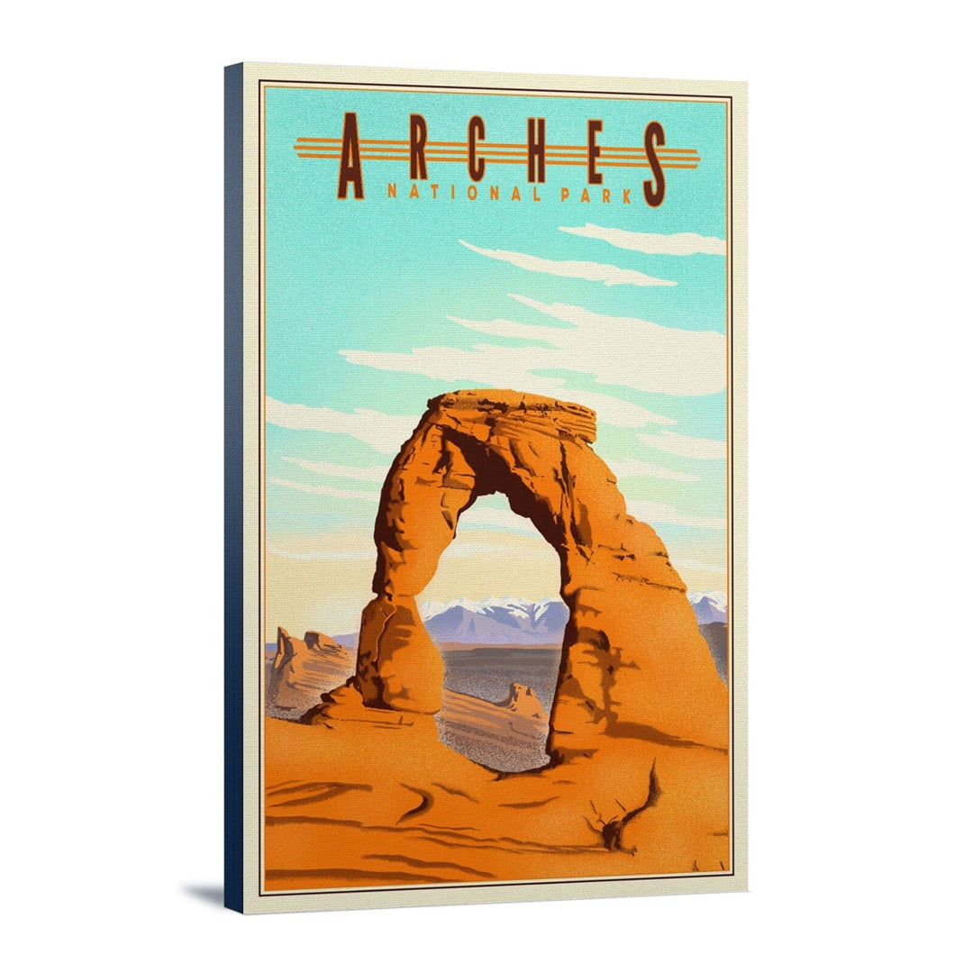 Arches National Park, Lithograph, Lantern Press Artwork, Stretched Canvas Canvas Lantern Press 12x18 Stretched Canvas 